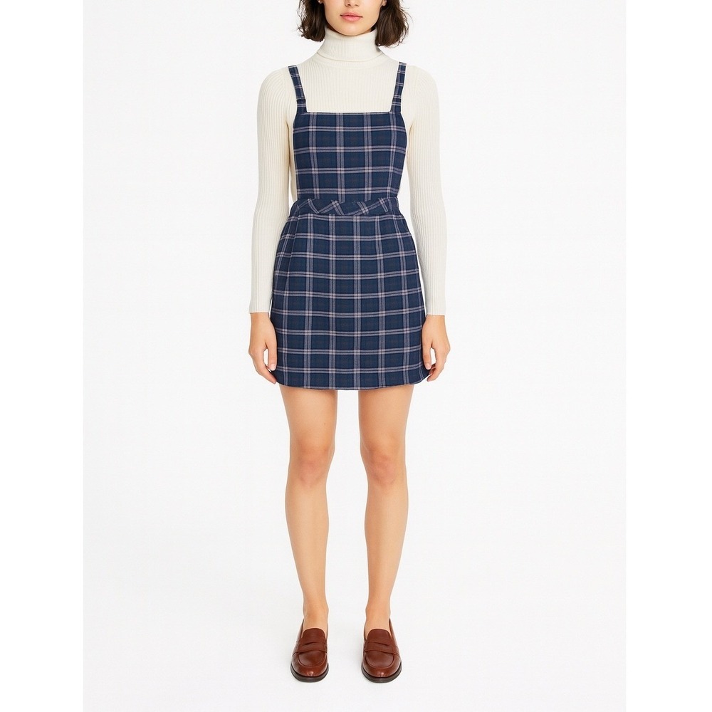 Womens Overall Dress Size M Blue Plaid‎ preppy academia chic Gilmore girls